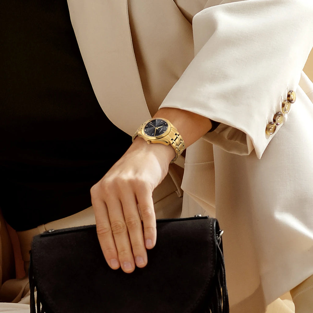 BERNY damklocka i guldton – Elegant automatisk klocka