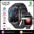 LIGE Rugged Military Smartwatch 1.96” – Bluetooth & ficklampa