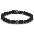 Lavaarmband för män – Vulkansten & träpärlor