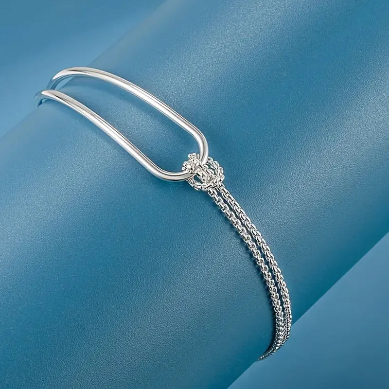 925 Sterling Silver Armband Dam – Minimalistiskt Geometriskt Armband