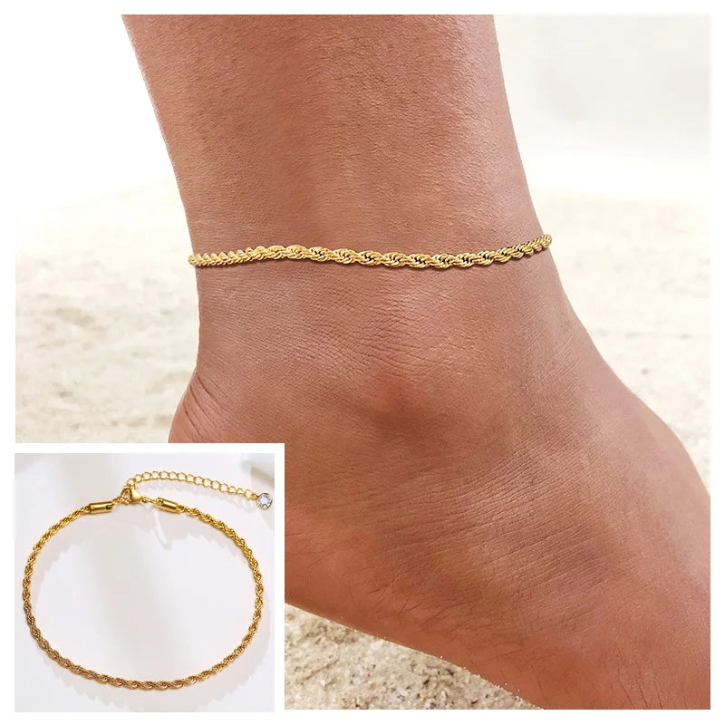 Fotlänk dam snake chain – rostfritt stål