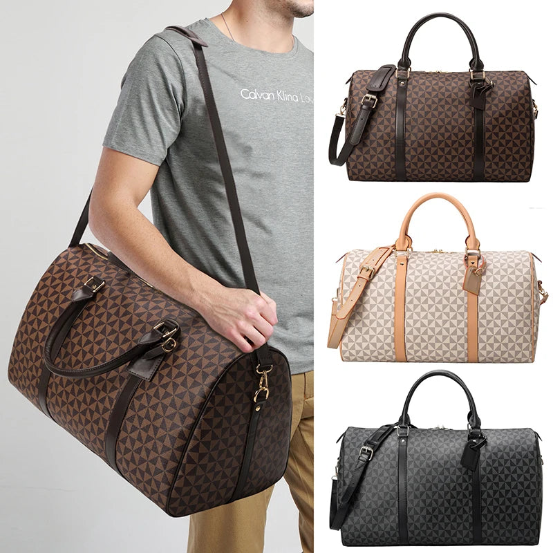 Vintage weekendbag i PU-läder med stor kapacitet