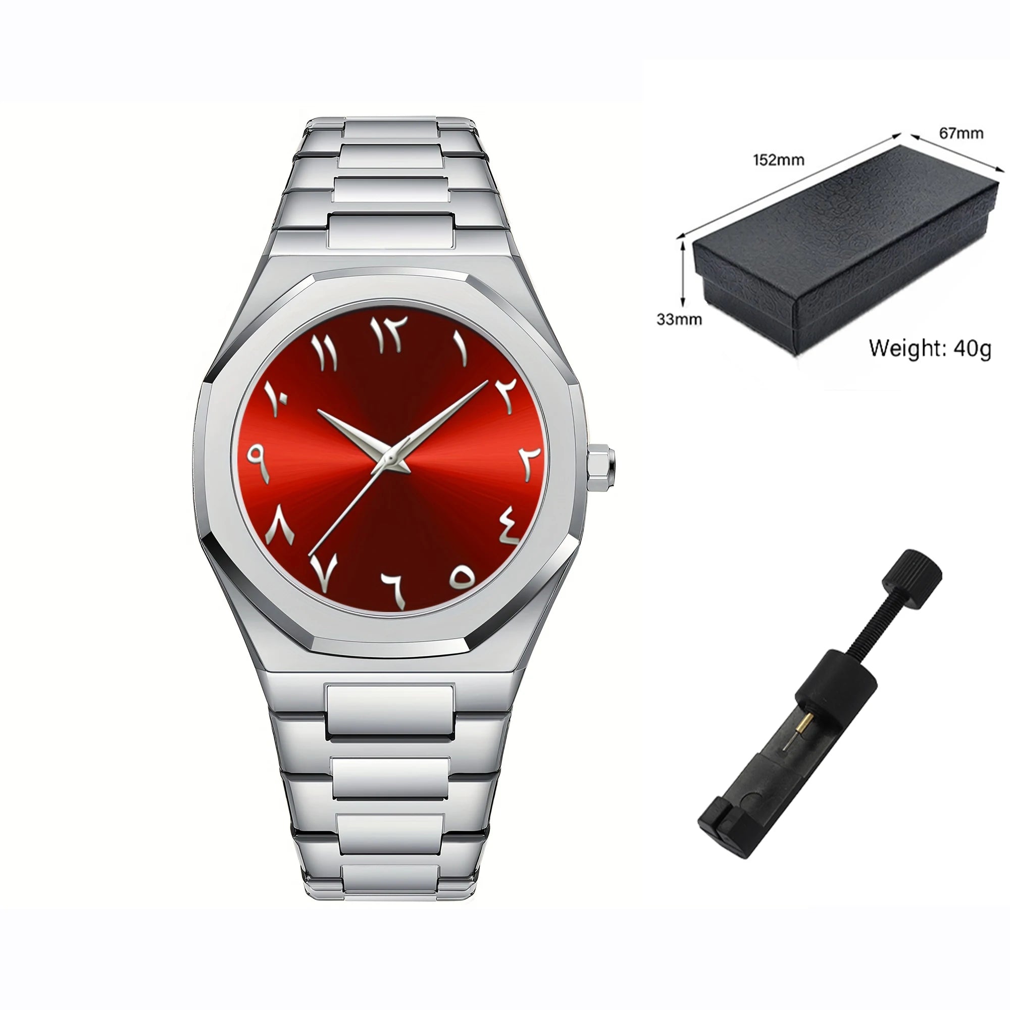 Herrklocka i rostfritt stål – quartz‑urverk