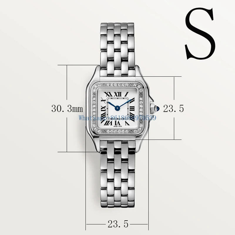 Damklocka i rostfritt stål – Rektangulär quartz med safirglas