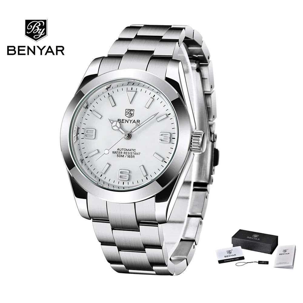 Automatisk herrklocka 41mm – klassisk design & 50m vattentät