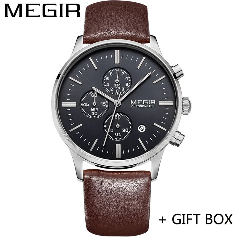 MEGIR Herrklocka 2011 – Stoppur med äkta läderband