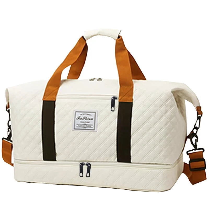 Quiltad weekendbag dam i lätt nylon med axelrem