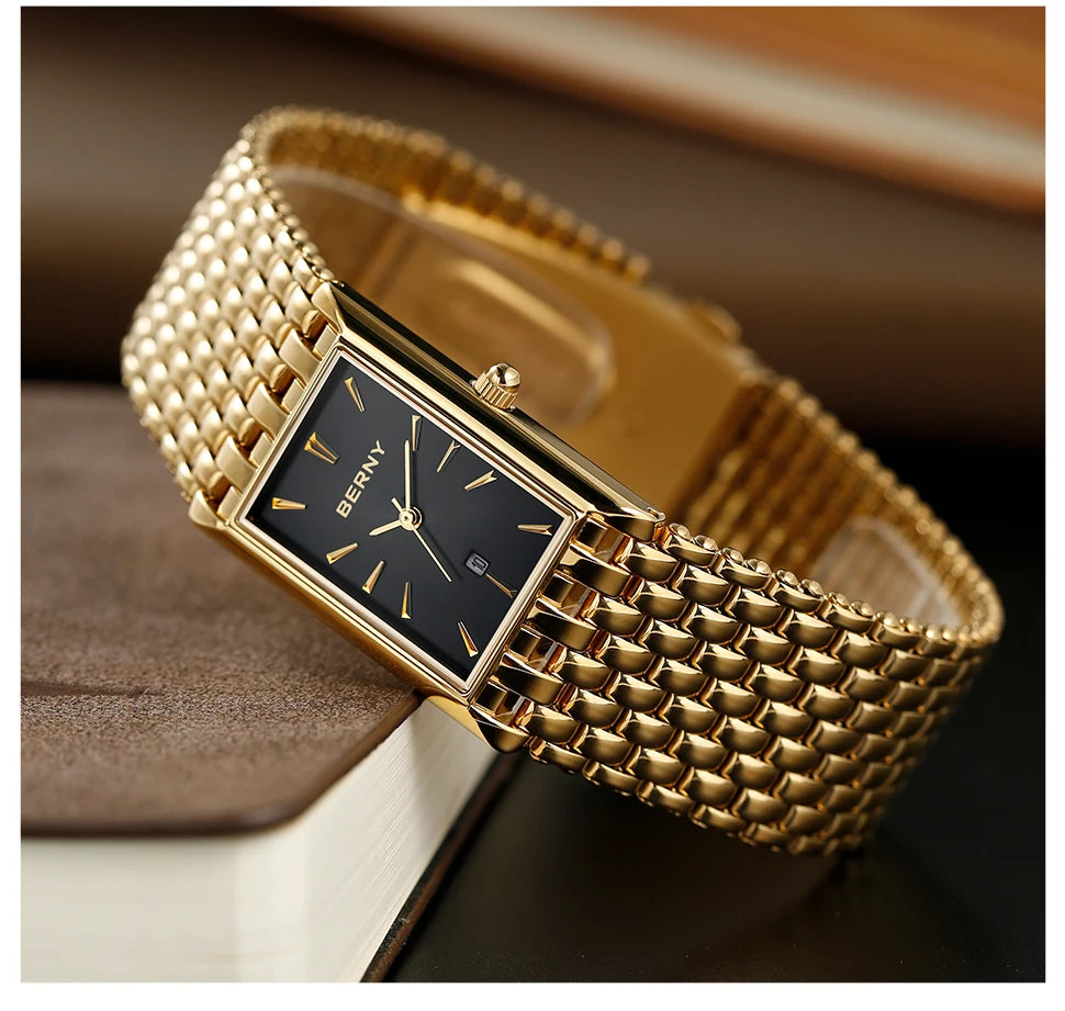 BERNY Klockset för par – Elegant rektangulär klocka dam & herr