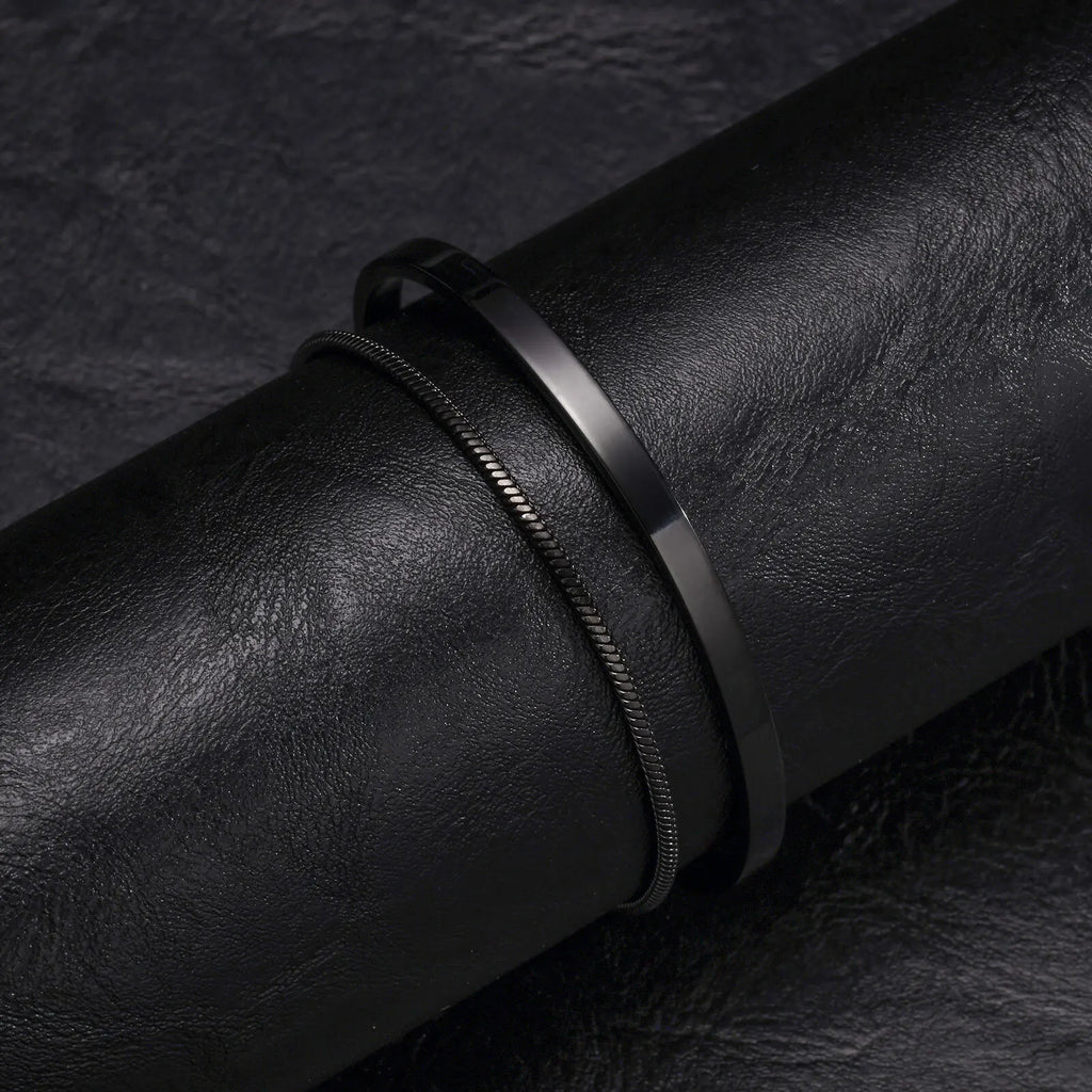 Trendigt armband  för män – 2‑pack i rostfritt stål
