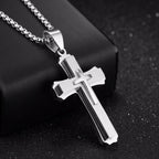 DARHSEN herrhalsband med kors – 55 cm kedja i rostfritt stål