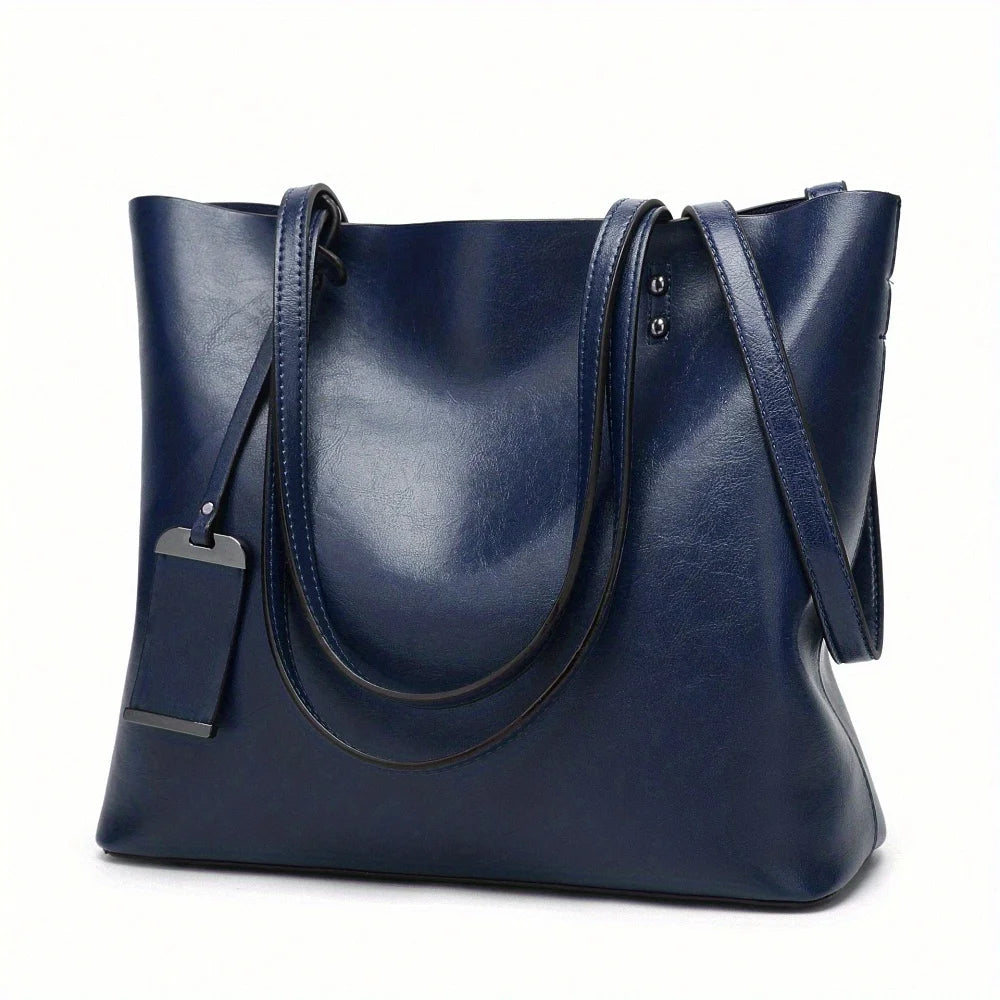 Tote bag dam i retro PU-läder – arbetsväska med laptopfack