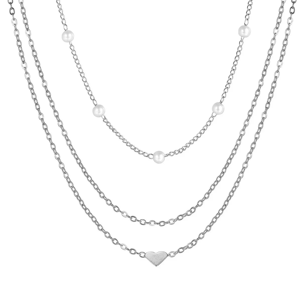Halsband dam – flerlager halsband med hjärta i guldton