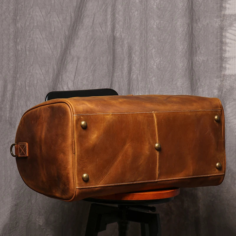 Resväska i äkta läder – Vintage duffel bag