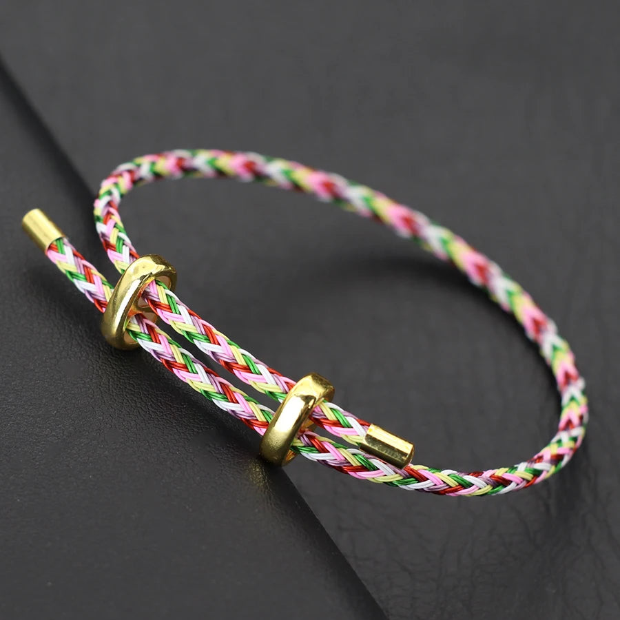 Adjustable Simple Stainless Steel Wire Charm Bracelet Unisex Sliding Knot Good Luck Red Rope Braslet Outdoor Cycling Accessories