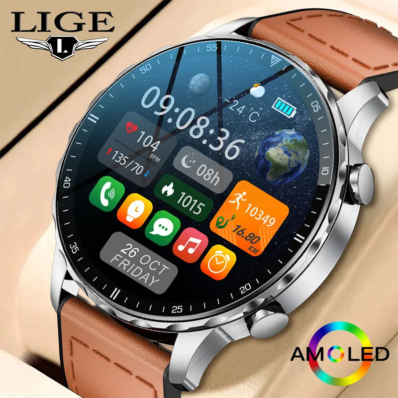 LIGE BW0664 smartwatch med Bluetooth-samtal och pulsmätning