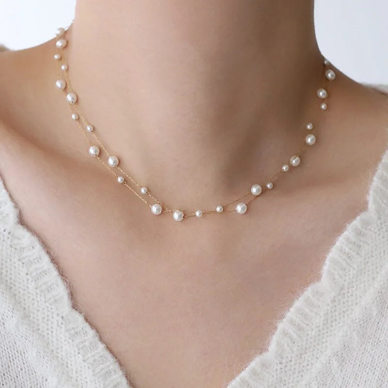 Pärlchoker i rostfritt stål – elegant halsband för dam