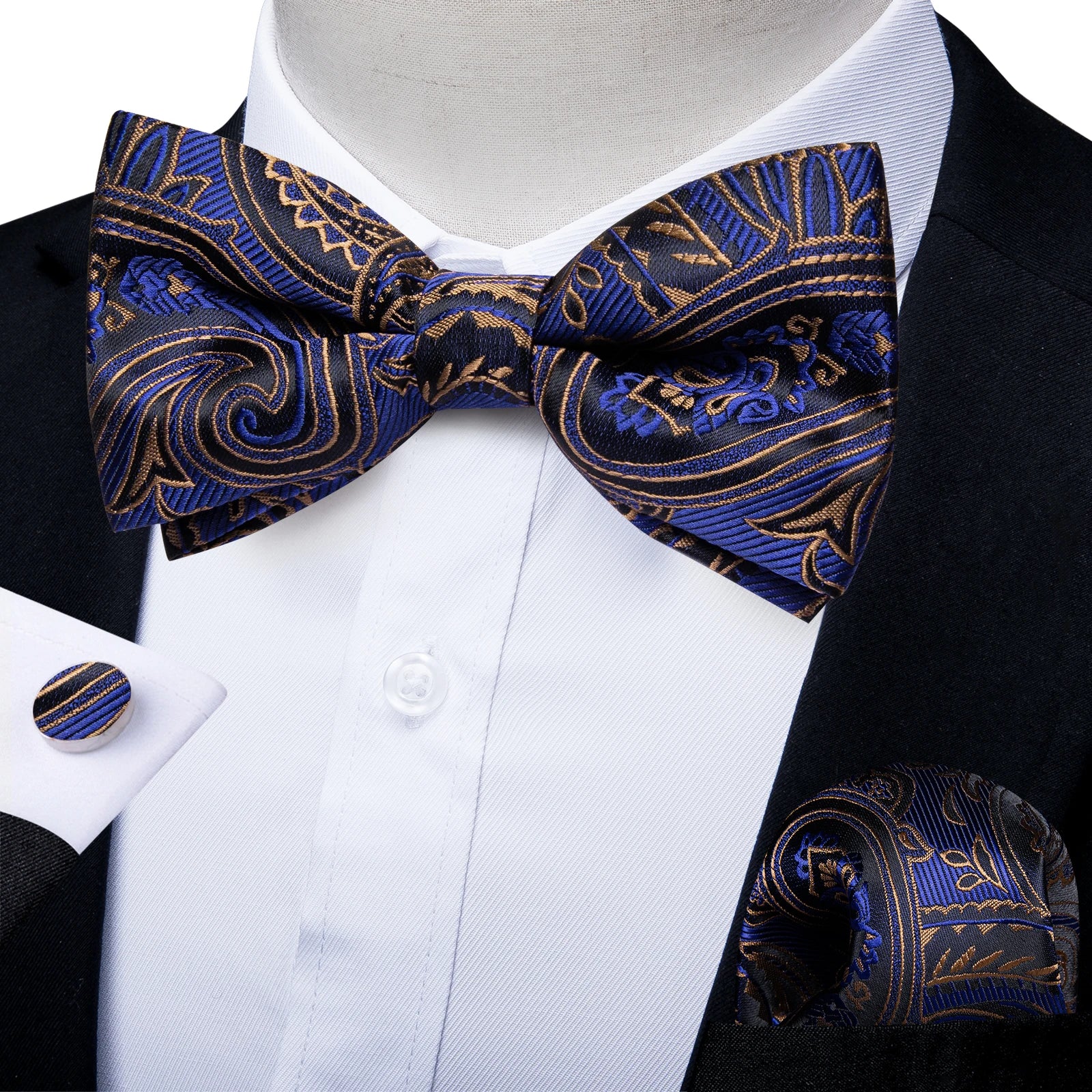 Flugset paisley herr – fluga, näsduk & manschettknappar