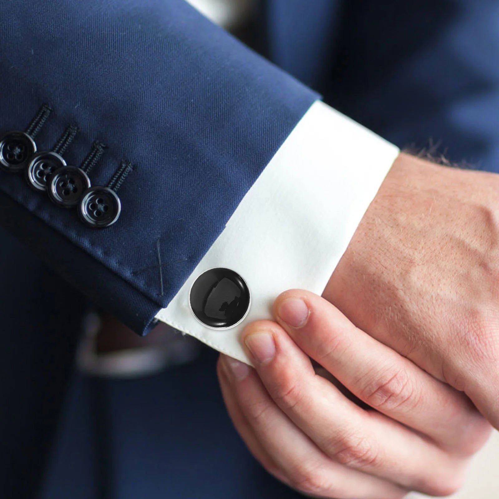 Svarta manschettknappar – För smoking & kostym (2‑pack)