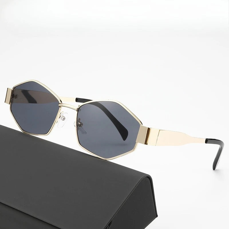 Polygon Solglasögon i Metall – Trendiga Streetstyle UV400