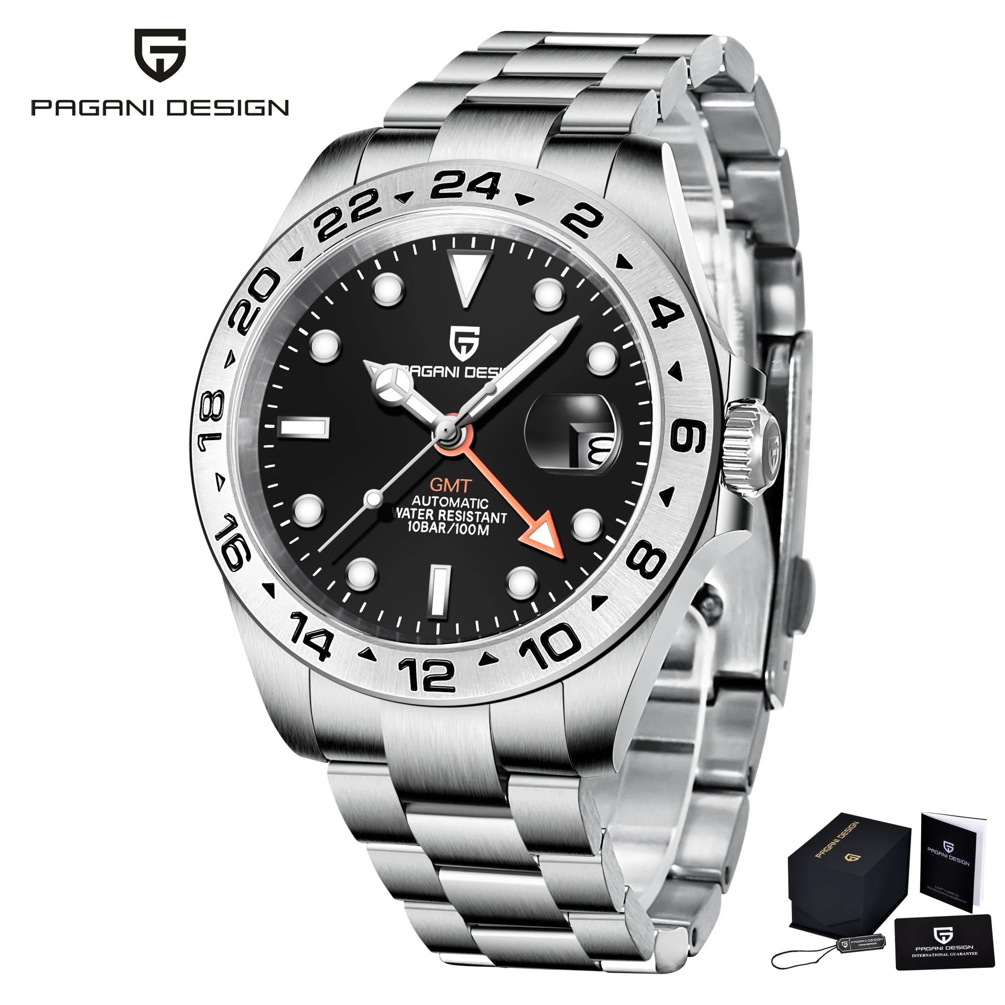 PAGANI DESIGN PD‑1682 automatisk GMT‑klocka 42 mm – safirglas, 100 m