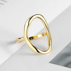 Geometrisk ring i silver- och guldton – Modern oval design för dam & herr