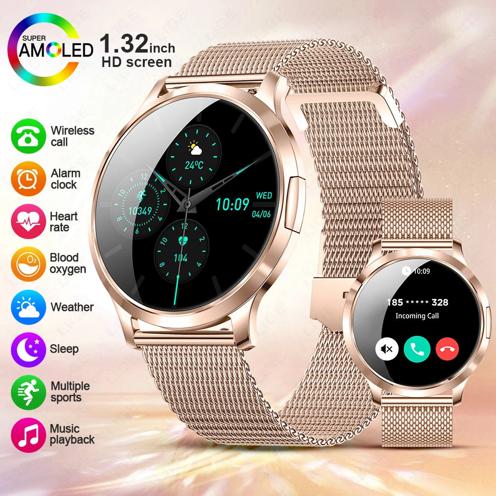 LIGE Dam Smartwatch 1.32” – AMOLED & pulsmätning