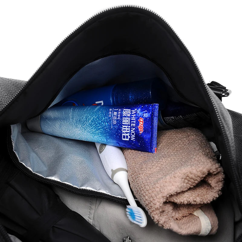 Unisex weekendbag i PU-läder med separat skofack