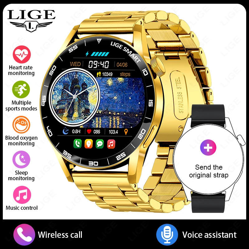 LIGE Outdoor Smartwatch 1.38” – Bluetooth-samtal & sport