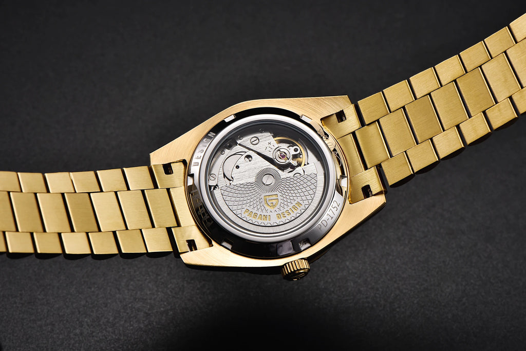PAGANI DESIGN DD36 Guld grön V2 – Automatisk lyxklocka i rostfritt stål