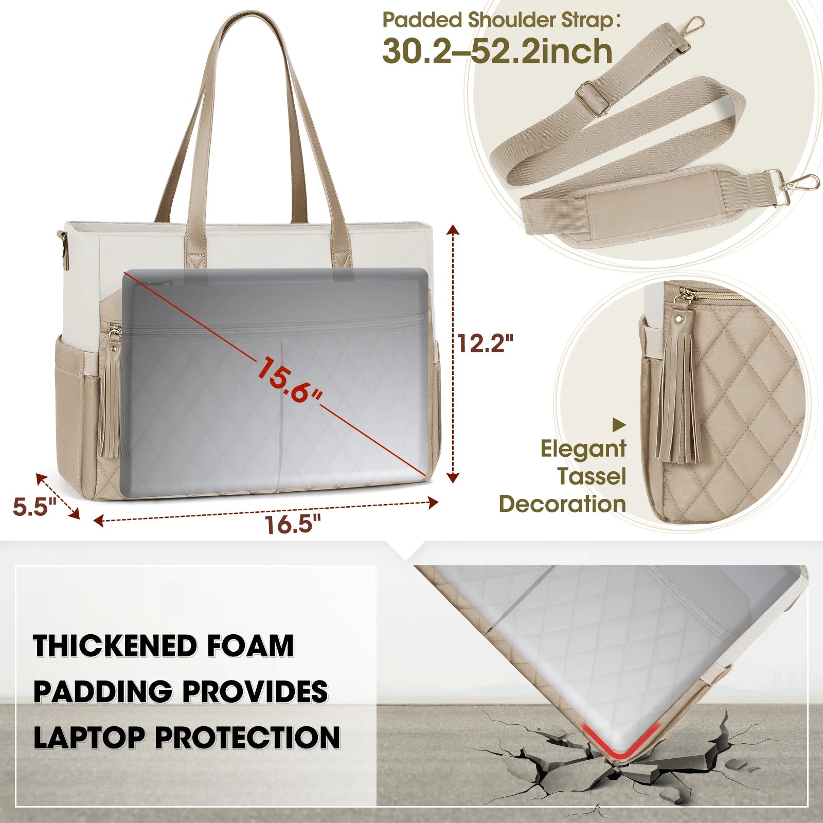 Laptopväska dam 15,6 tum – rymlig tote bag för arbete