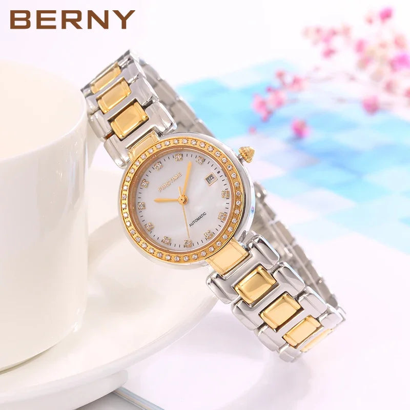 BERNY Automatisk damklocka – safirglas