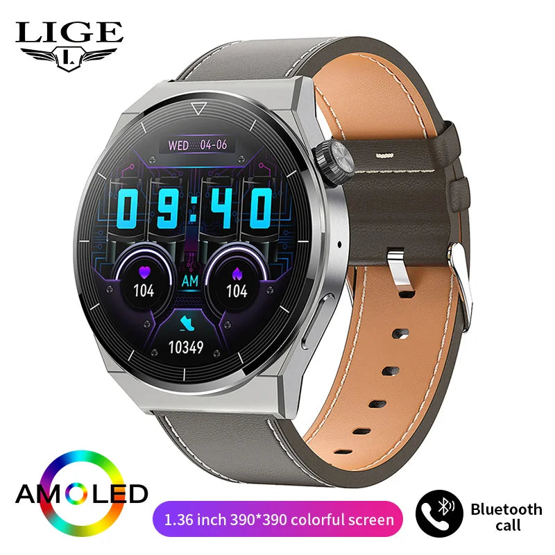 LIGE NFC Smartwatch 1.36” – AMOLED & trådlös laddning