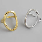 Geometrisk ring i silver- och guldton – Modern oval design för dam & herr