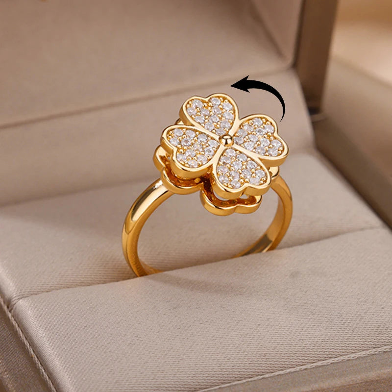 Ring dam – hjärtring med zirkonia bladformade