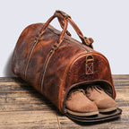 Resväska i äkta läder herr – vintage duffel bag i kohud