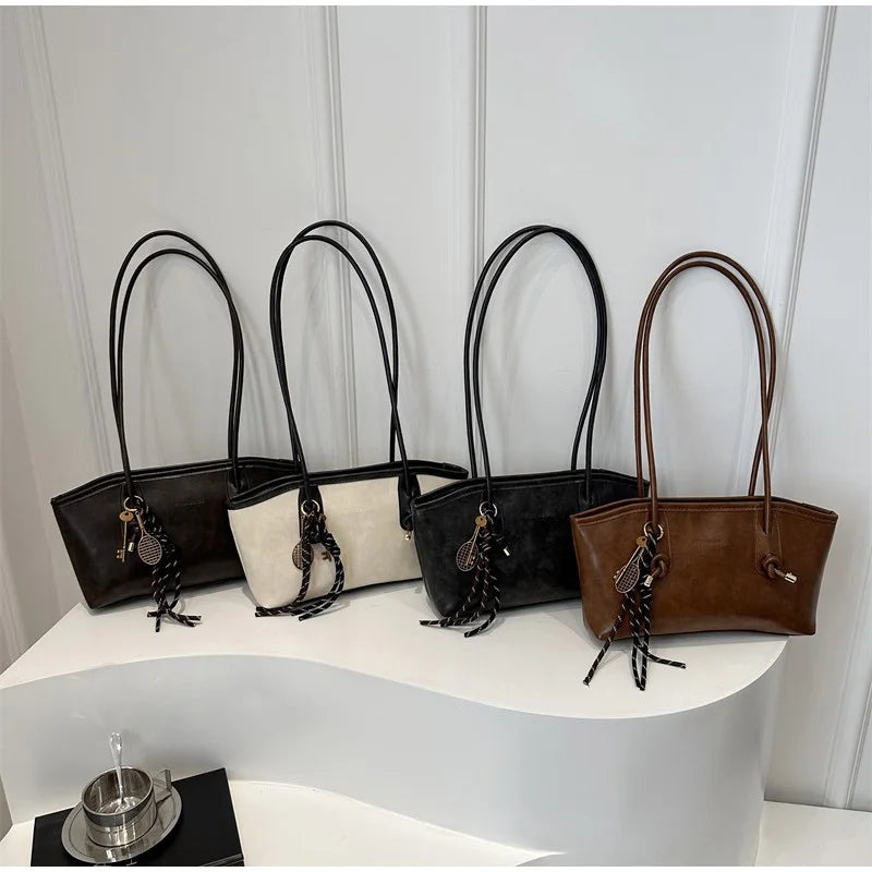Stor retro tote bag i polyester med modern enkel design