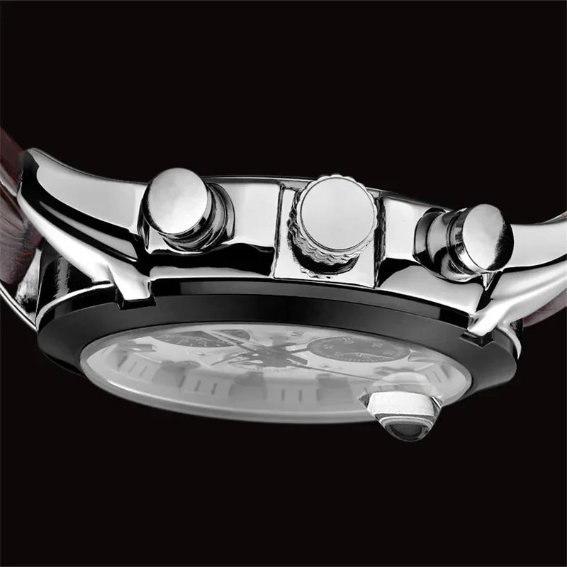 MEGIR Herrklocka – Sportig militärklocka med läderband