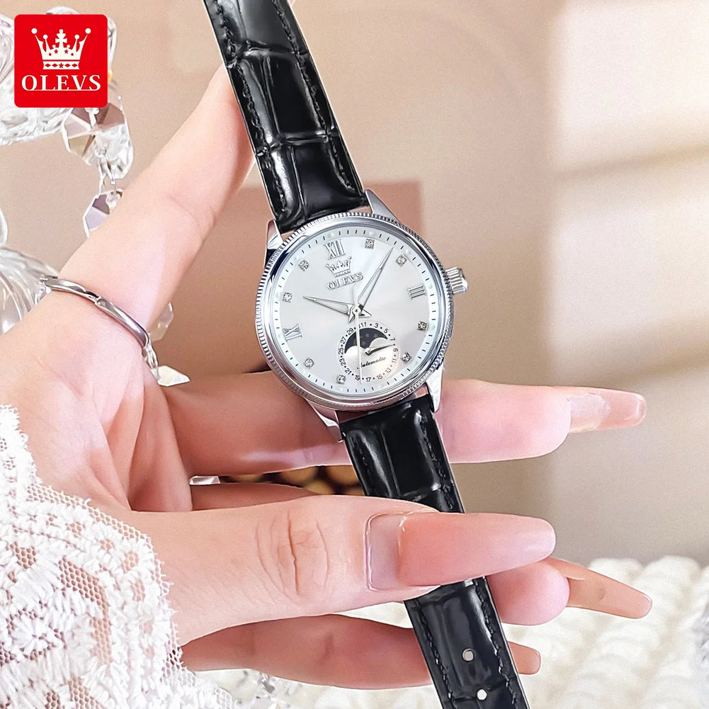 OLEVS 7039 Damklocka med månfas – automatisk mekanisk klocka i elegant design