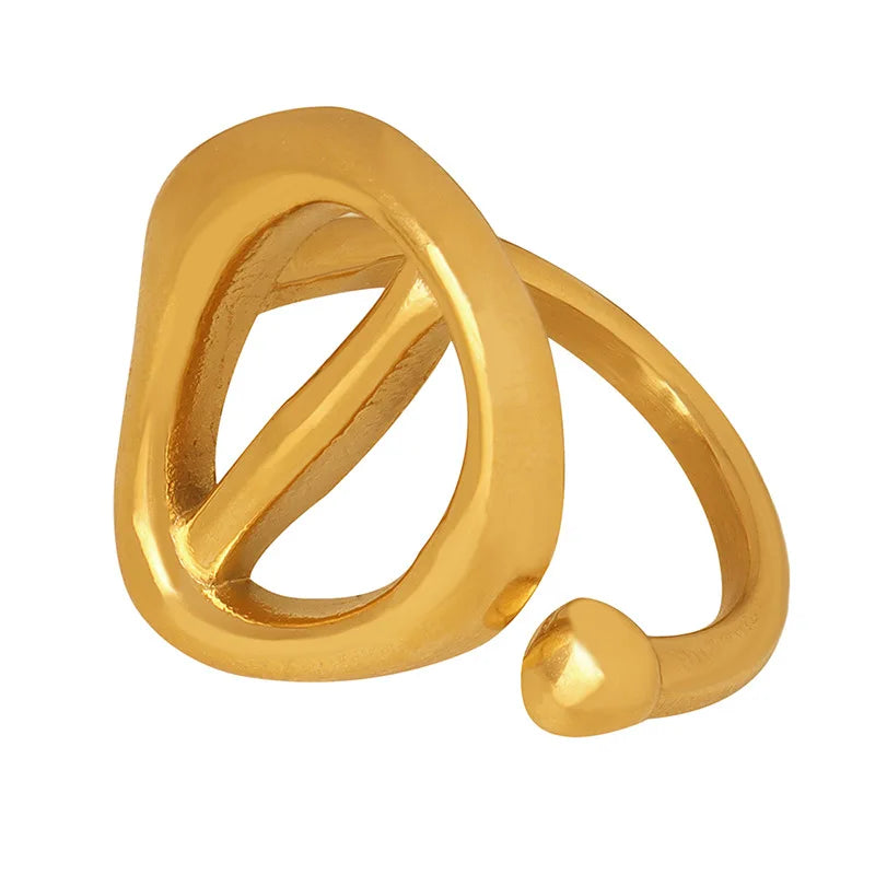 Minimalistisk ring i rostfritt stål – guldpläterad damring i lyxig stil