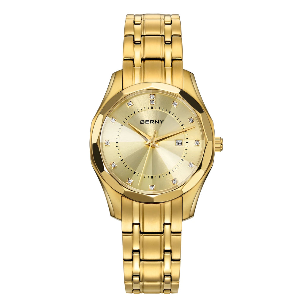 BERNY damklocka i guldton – Elegant automatisk klocka
