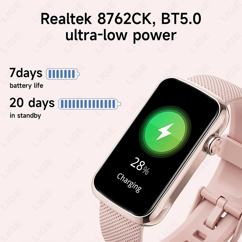 LIGE Smartwatch 1.47” – Pulsmätning & Bluetooth-samtal