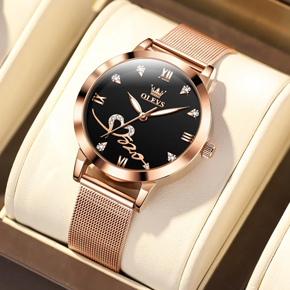 OLEVS 5530 Damklocka Roséguld – elegant kvartsklocka
