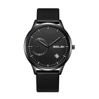 Stilren quartz herrklocka – Klassisk design med läderarmband