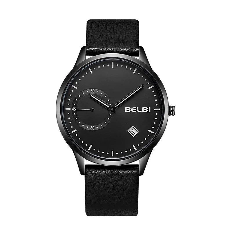 Stilren quartz herrklocka – Klassisk design med läderarmband