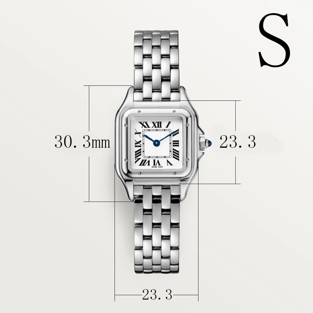 Damklocka i rostfritt stål – Rektangulär quartz med safirglas