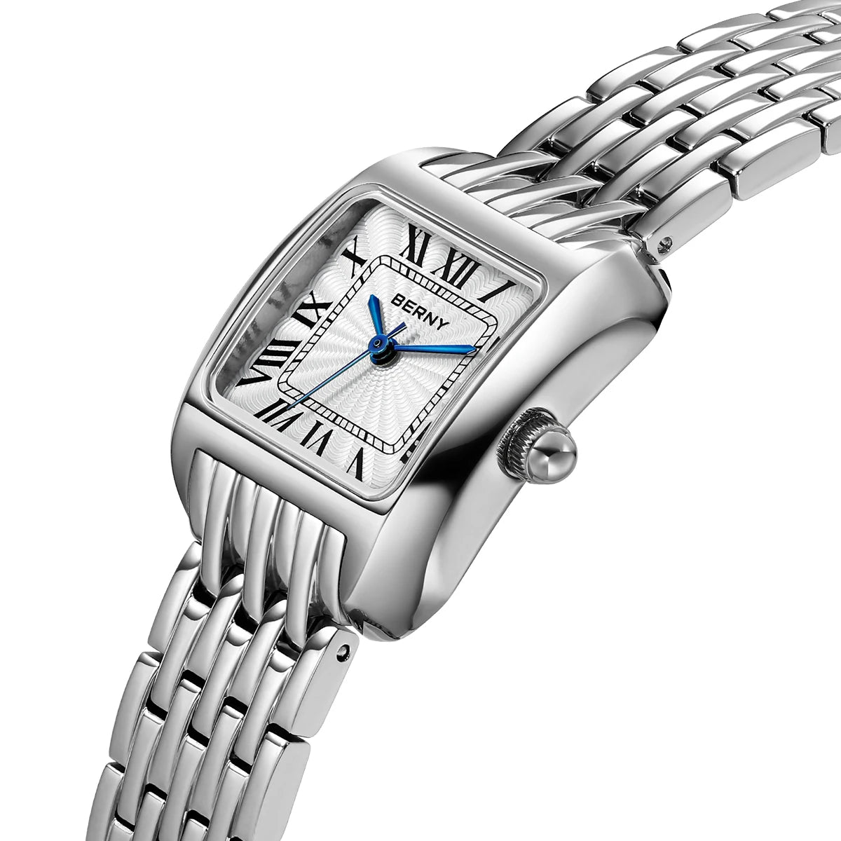 BERNY fyrkantig damklocka i rostfritt stål – elegant quartz