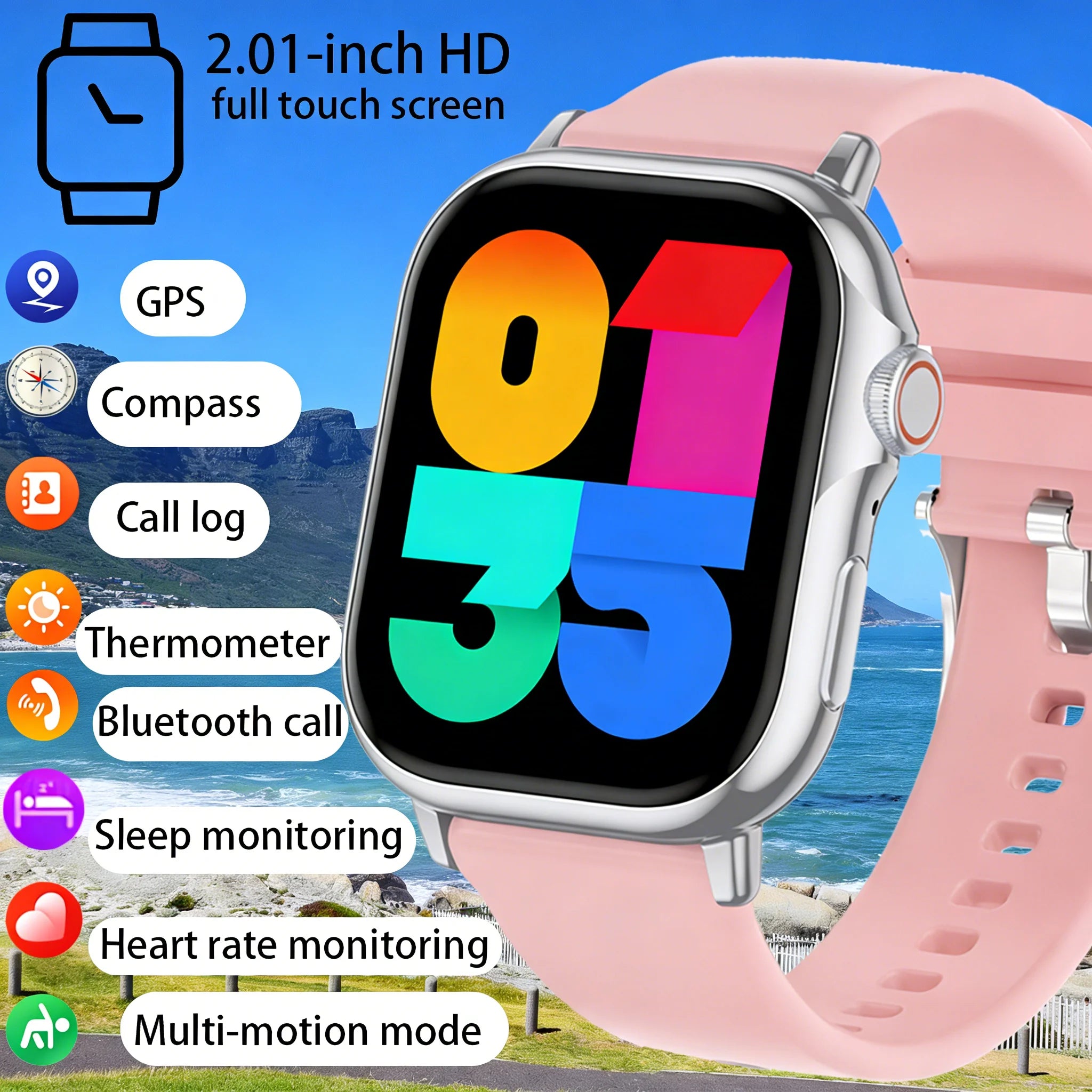 Smartwatch 2.01” HD – Bluetooth-samtal & stor skärm