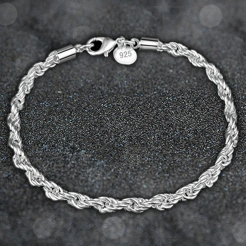 Silverpläterat Rep‑armband 4 mm – Klassisk Kedjedesign