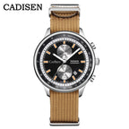 CADISEN 7066 kronograf herrklocka – Miyota 0S11 quartz, canvasarmband, 5ATM