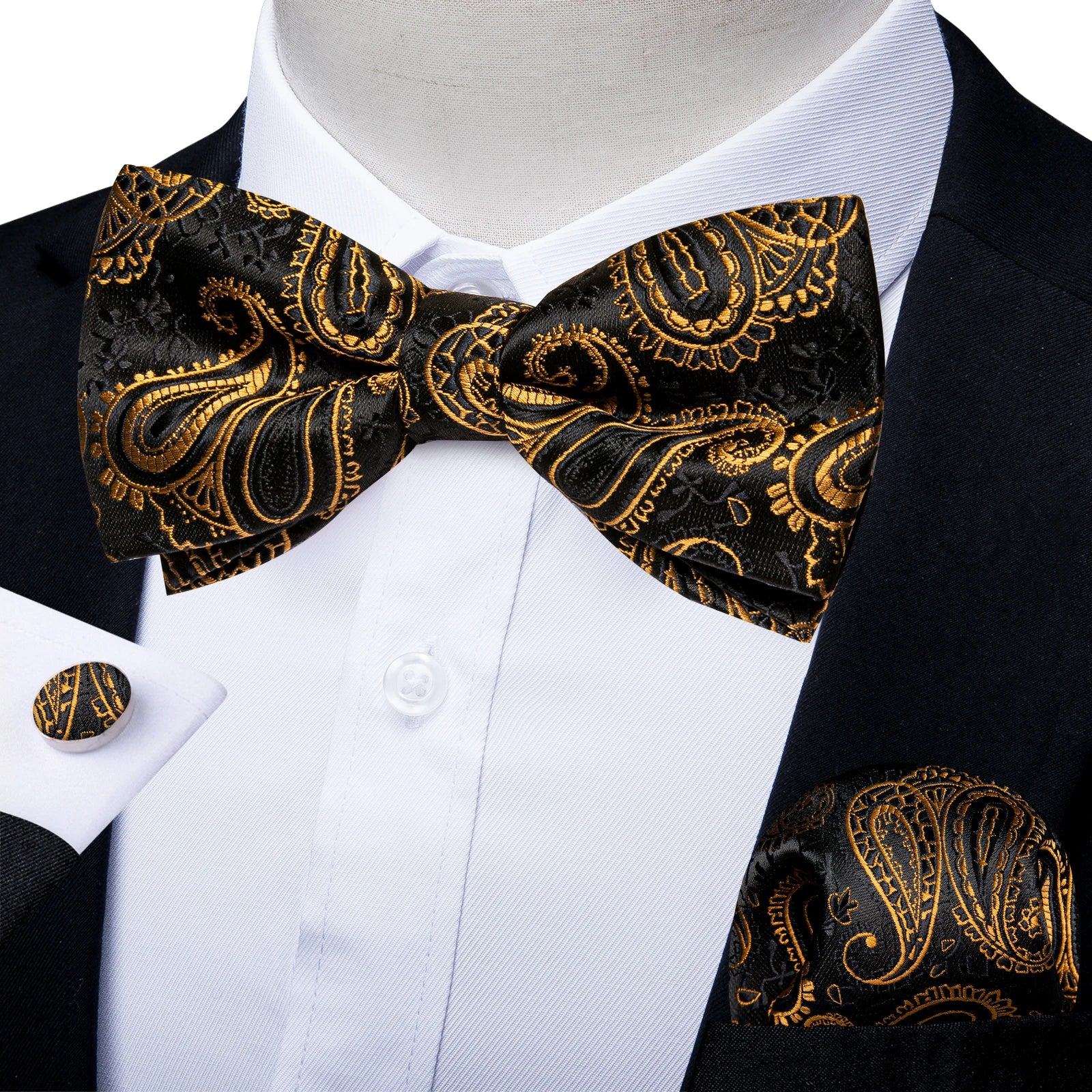 Flugset paisley herr – fluga, näsduk & manschettknappar